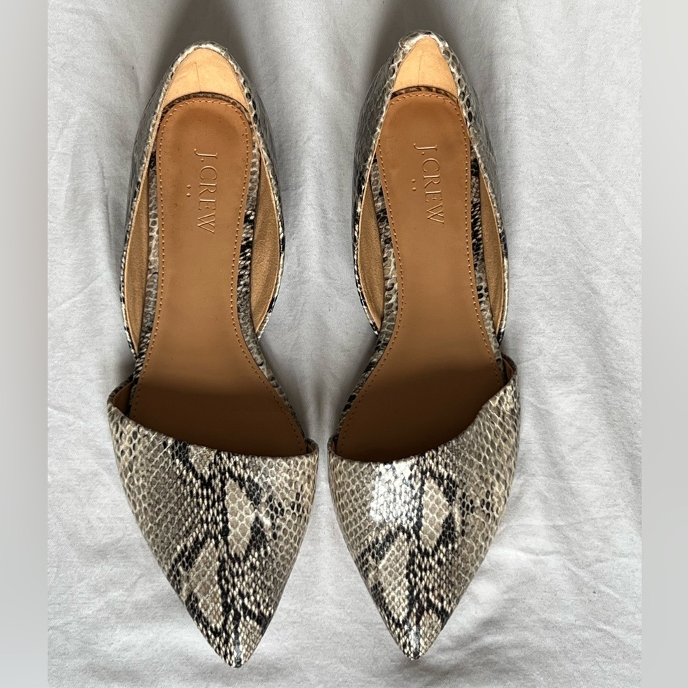 NWT — Zoe snake-embossed d'Orsay flats, J Crew, Size 7.5 7H — rare/discontinued!